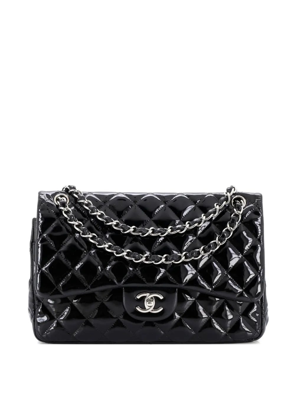 Classic Double Flap Bag Quilted Patent Jumbo shoulder bag
