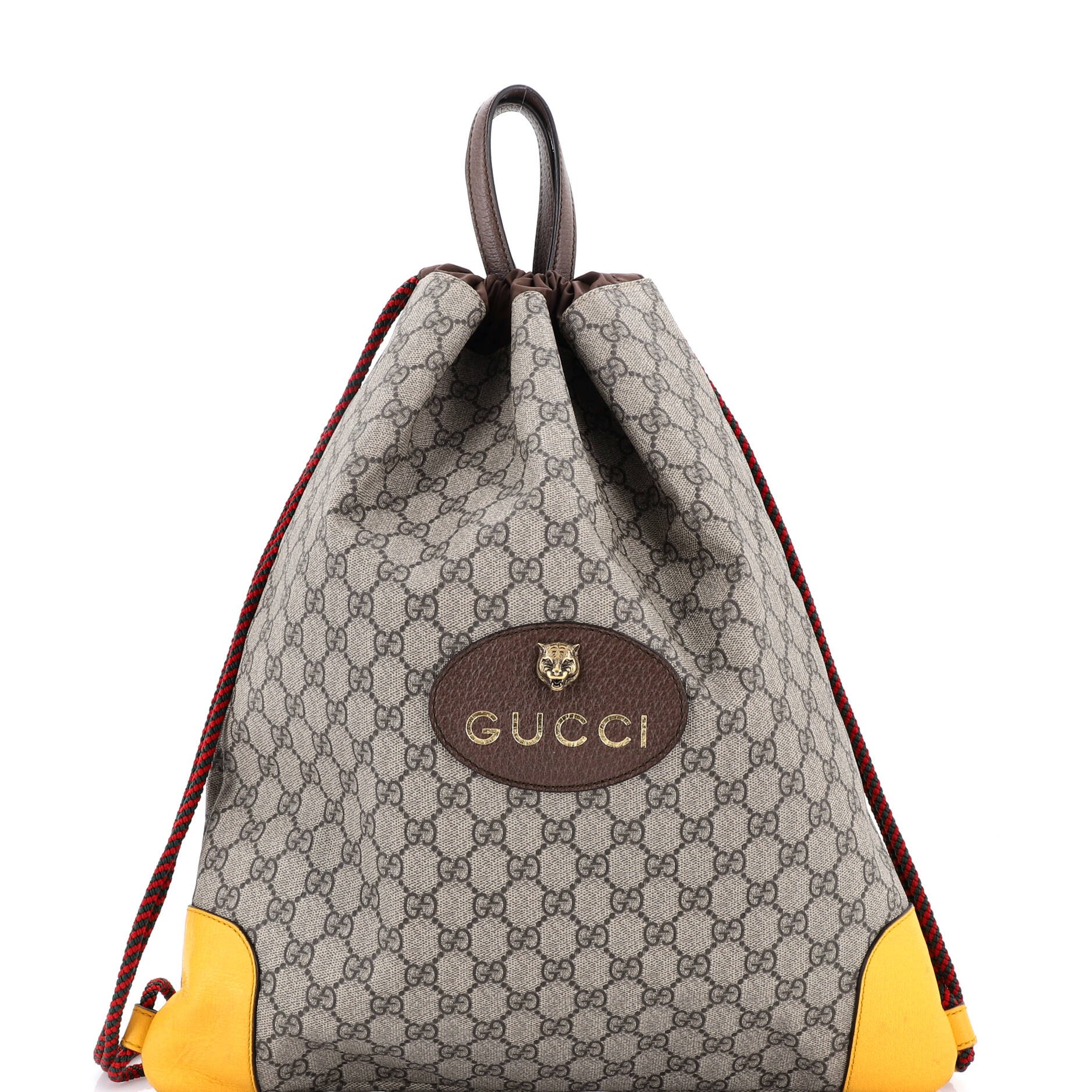 Gucci Neo Vintage Drawstring Backpack GG Coated Canvas Large
