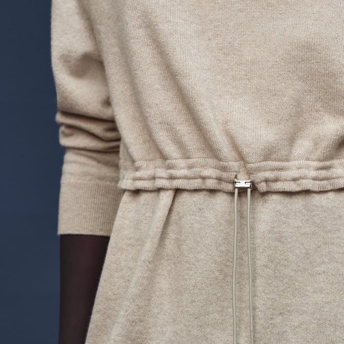 Beige Naturel Mid-length Cashmere Dress