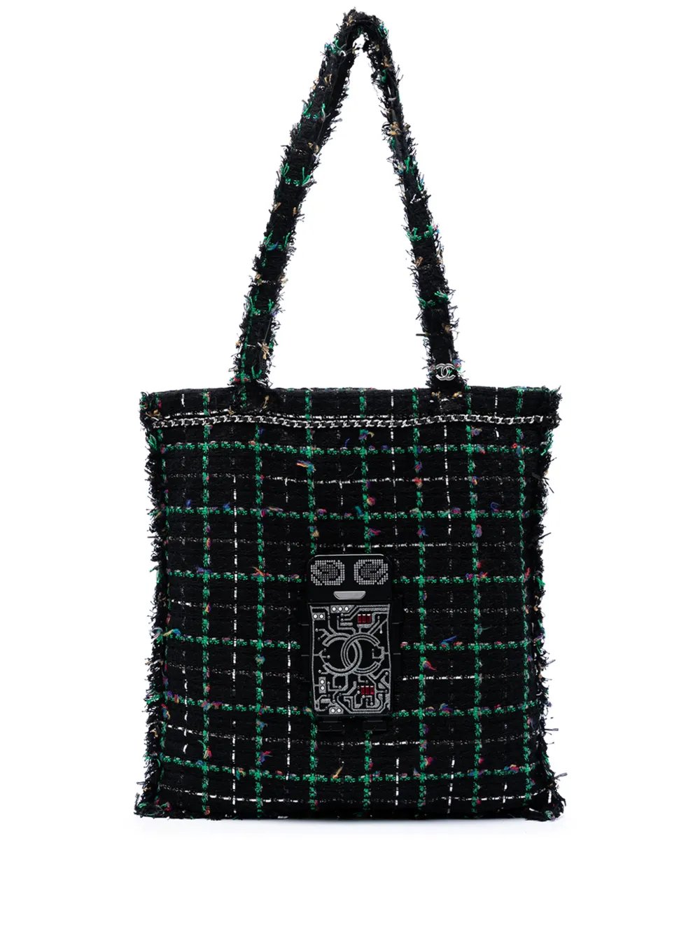 2017-2018 Large Tweed Resin Embellished Robot Shopping tote bag