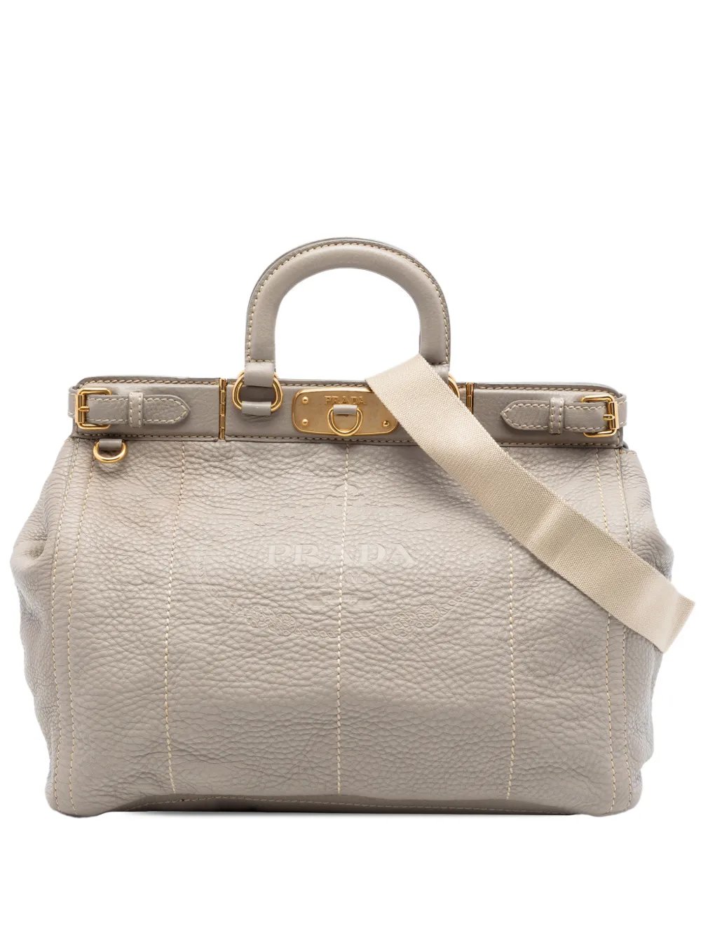 Prada 2010-2026 Vitello Daino Canapa Logo Frame satchel