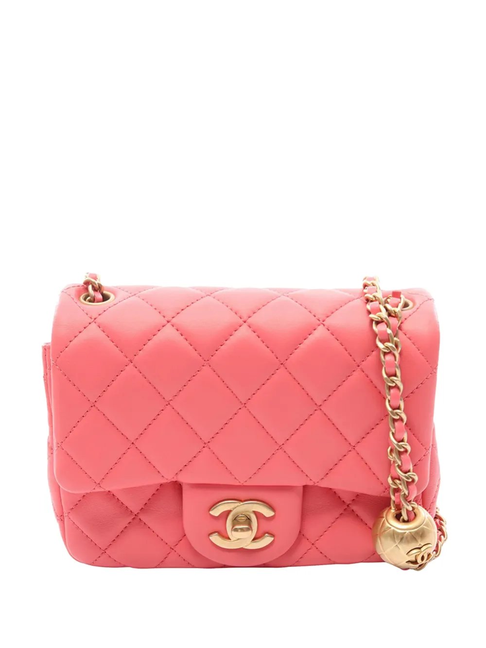 2020 Mini Square Classic Lambskin Pearl Crush Single Flap crossbody bag