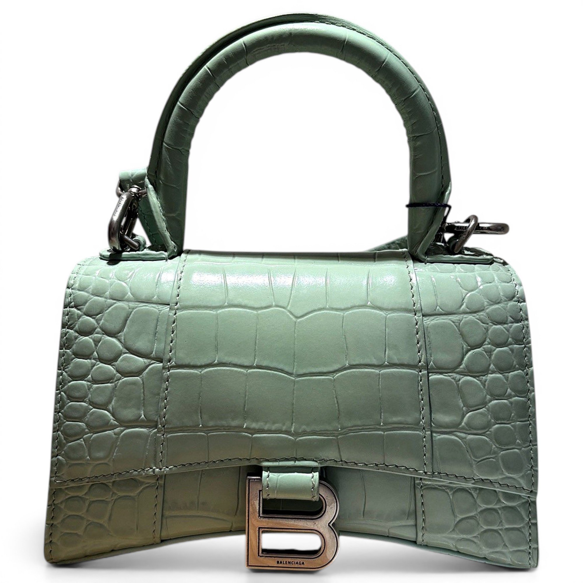 Hourglass leather handbag