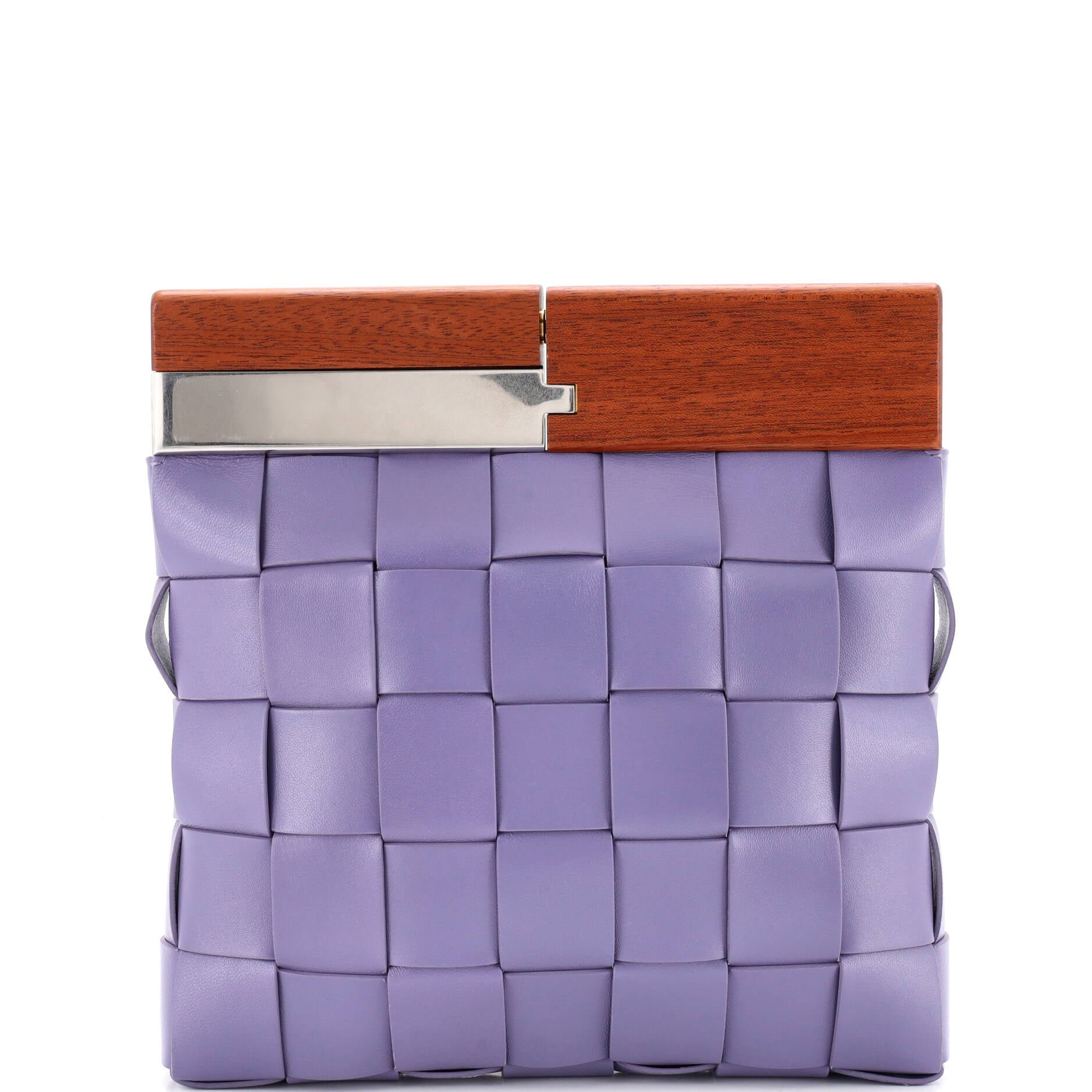The Snap Clutch Maxi Intrecciato Leather with Wood and Metal