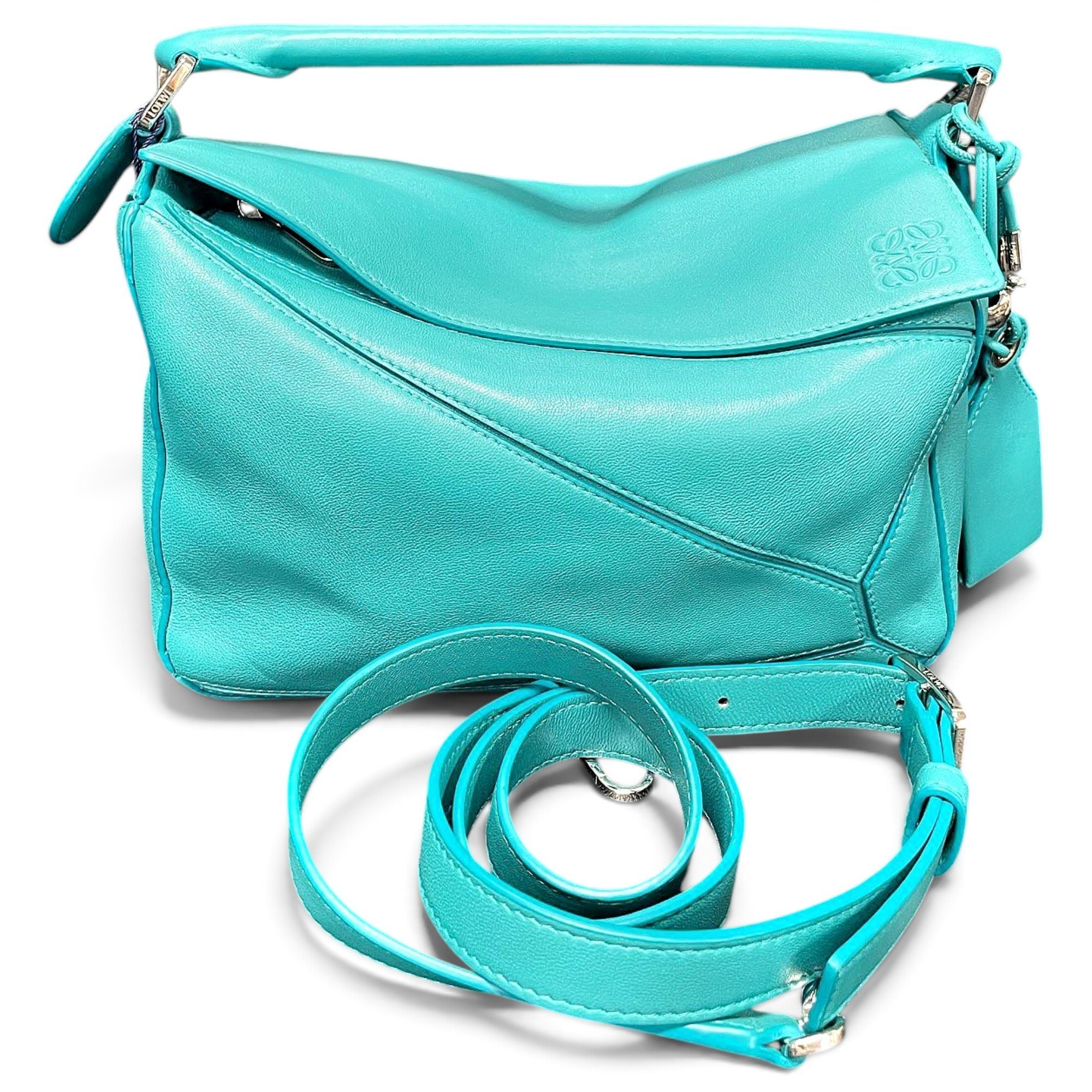 Puzzle leather handbag