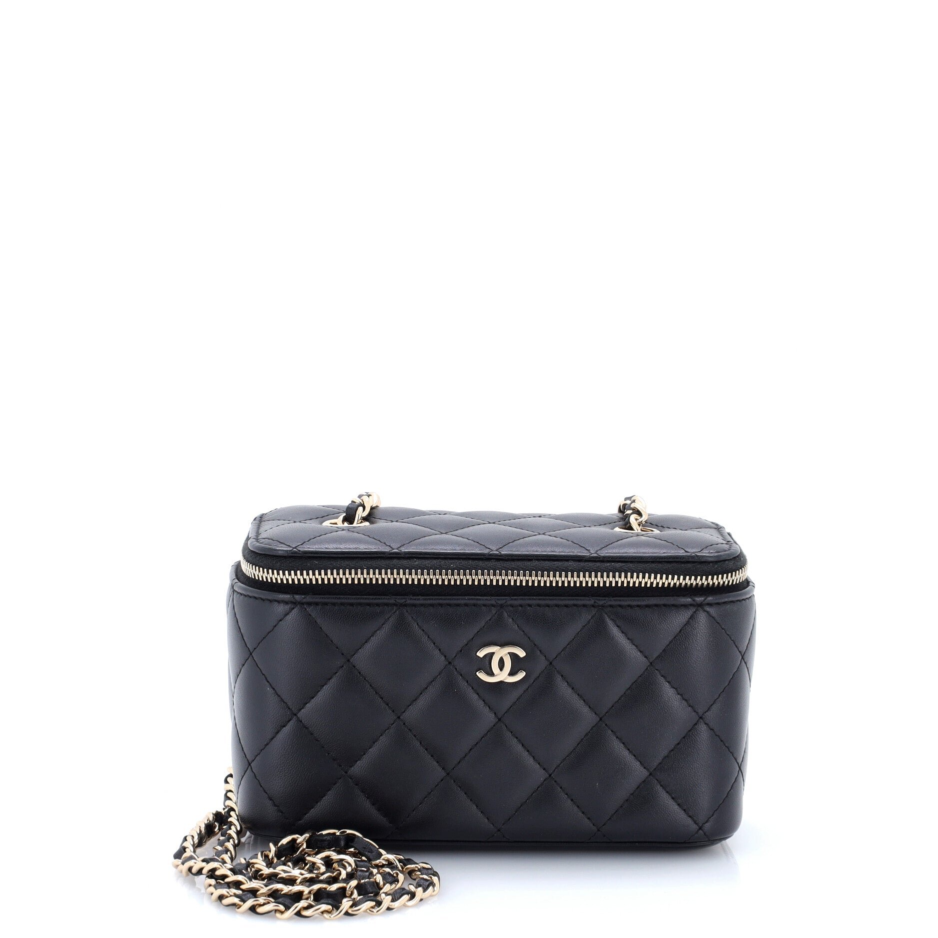 Classic Vanity Case with Chain Quilted Lambskin Small