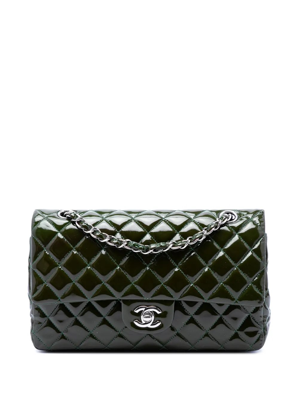 2011 Medium Classic Patent Double Flap shoulder bag