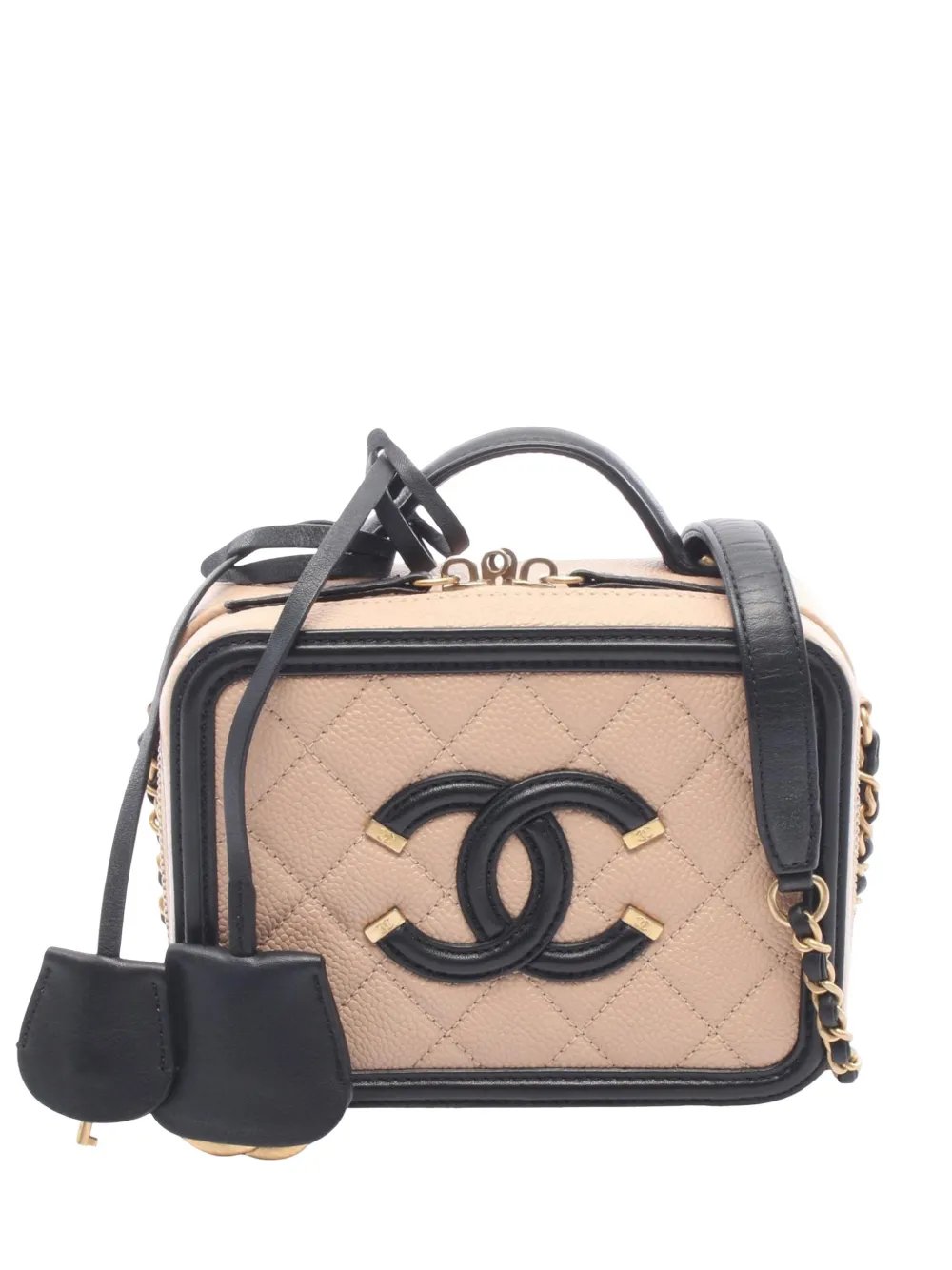 2019 Small Bicolor Caviar CC Filigree Vanity Case satchel