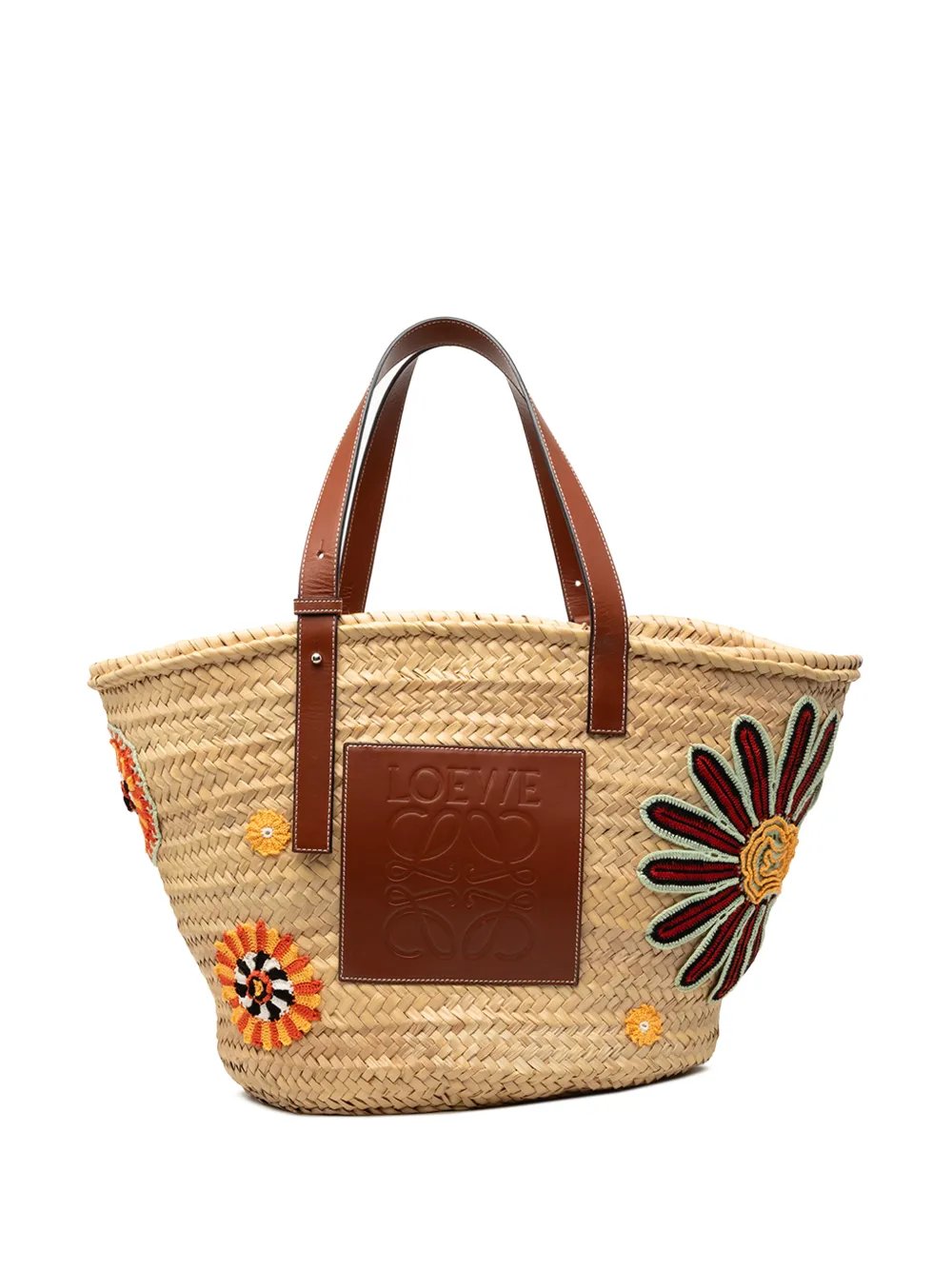 2021 Large Floral Embroidered Raffia Basket tote bag