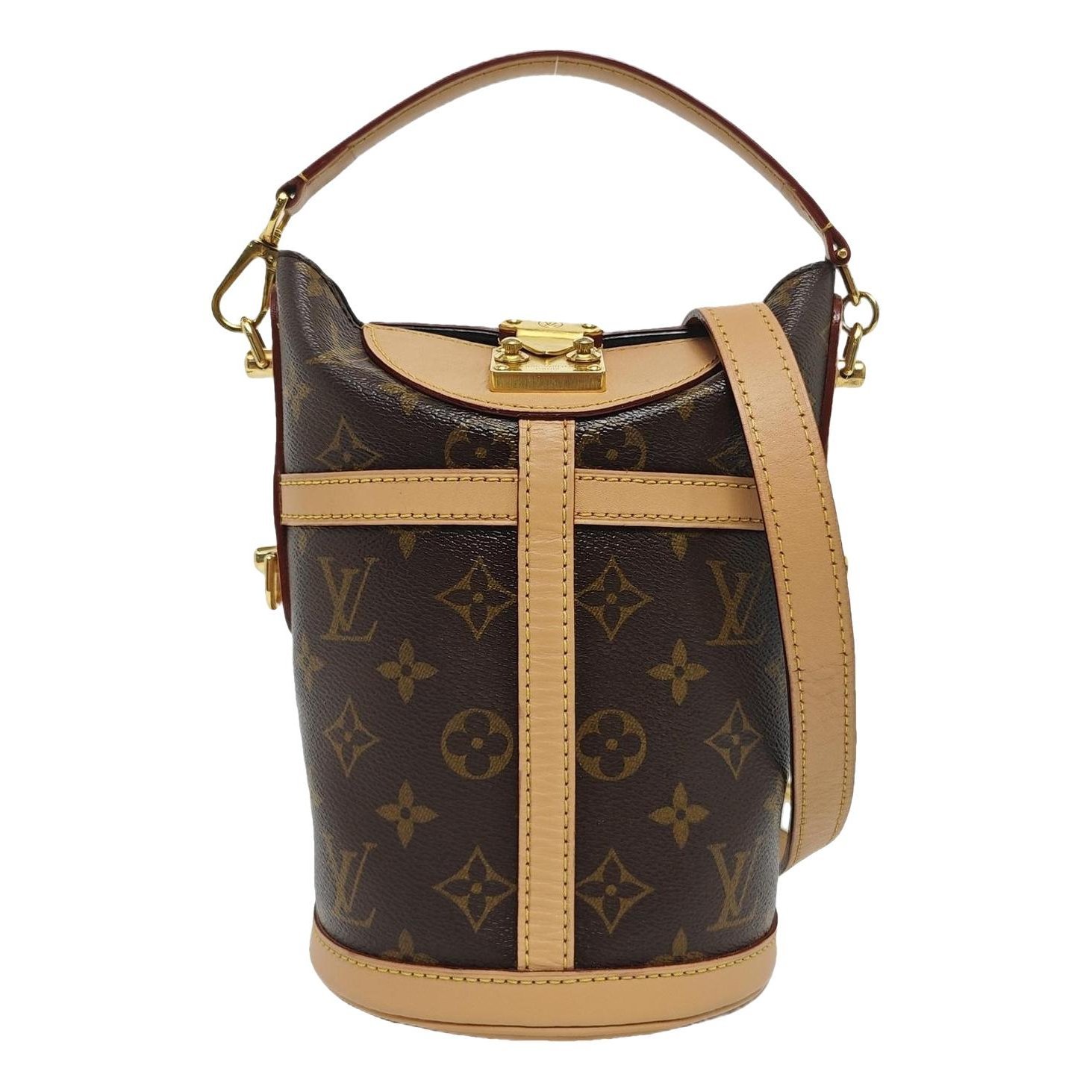 Duffle leather handbag