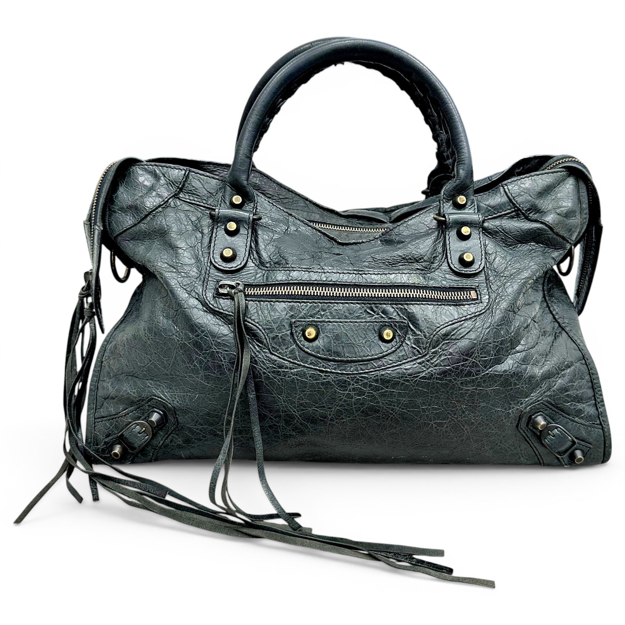 City leather handbag