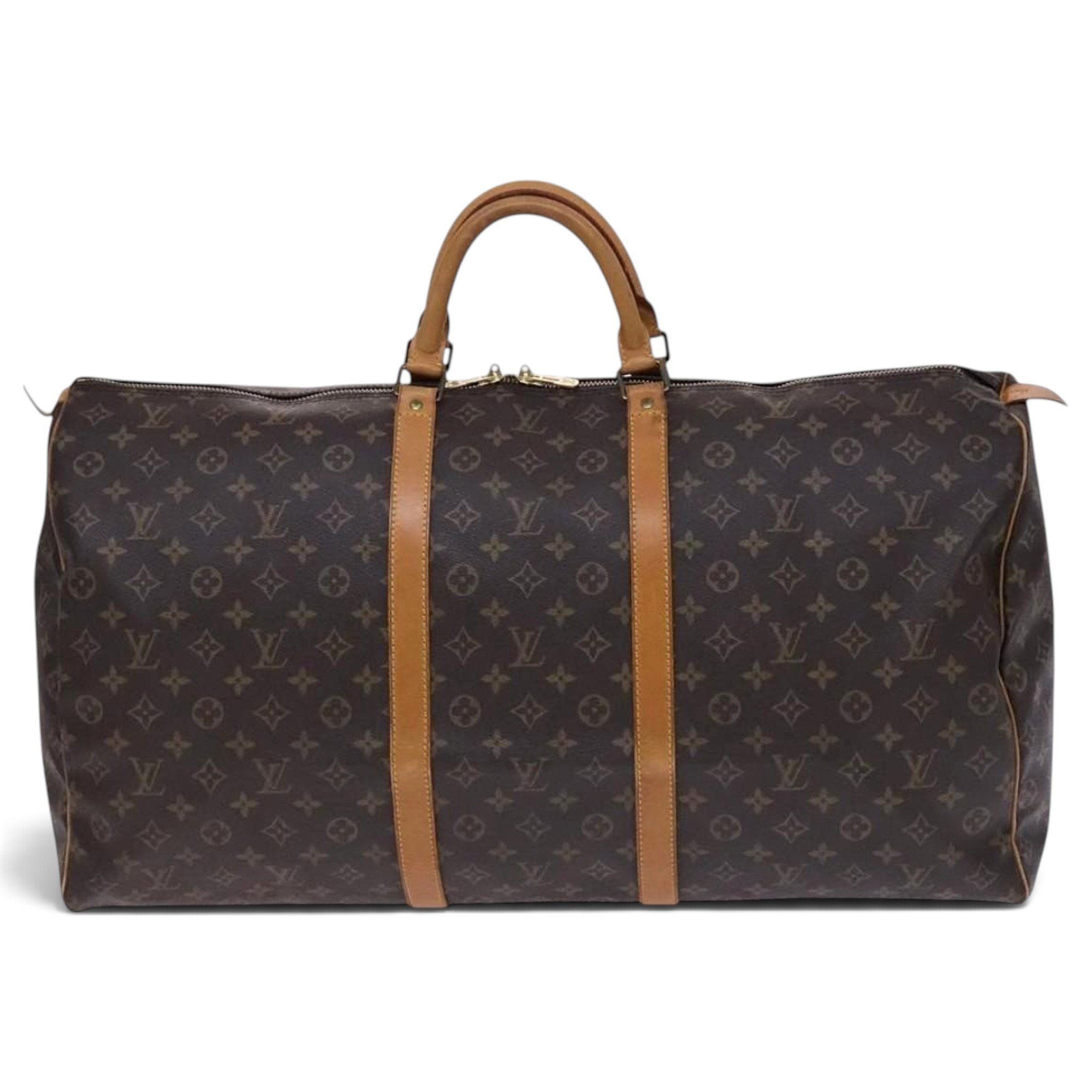 Louis Vuitton Keepall leather travel bag