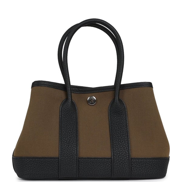 Hermes Garden Party Neo 23 Vert Olive Toile Officier Canvas and Black Negonda Palladium Hardware