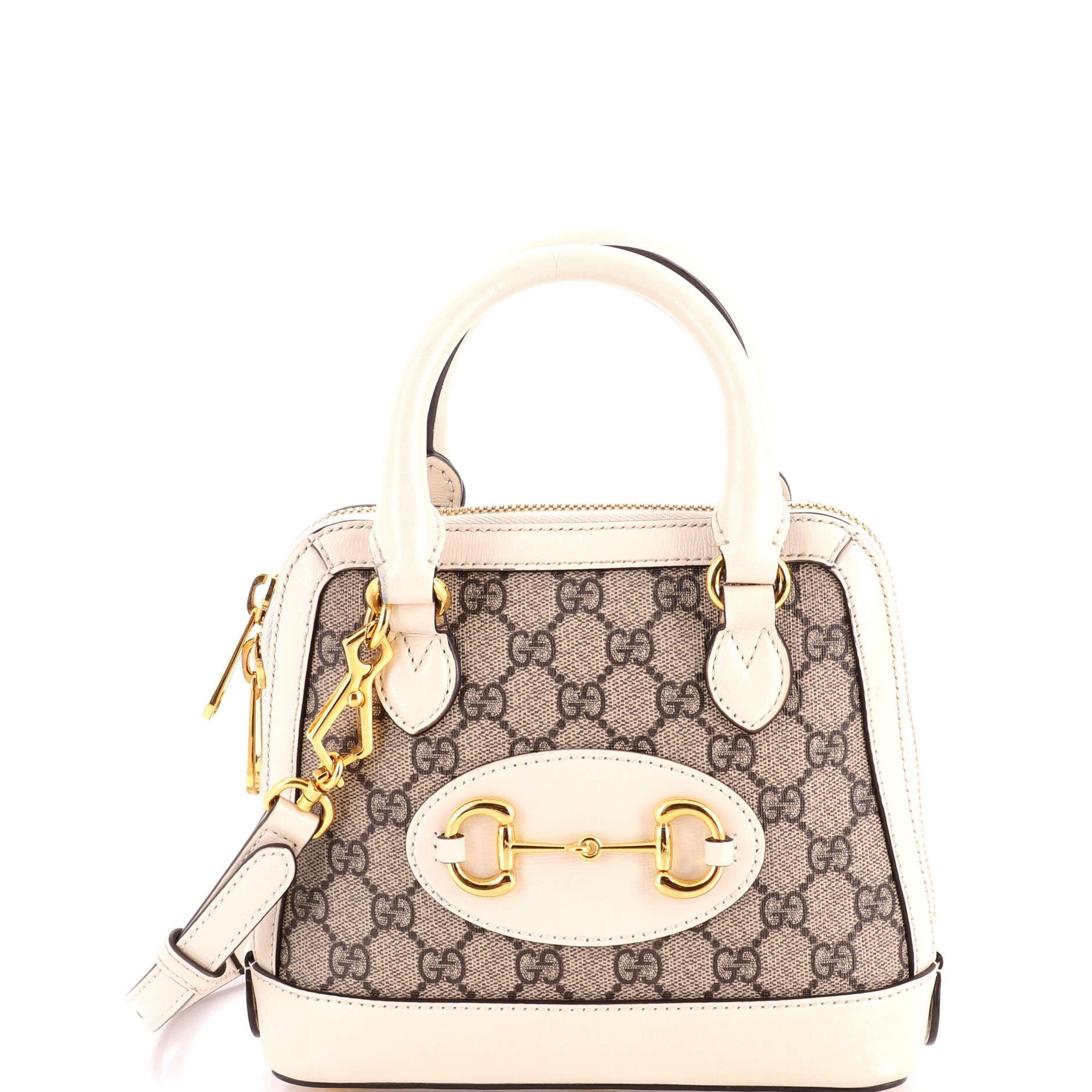 Horsebit 1955 Top Handle Bag GG Coated Canvas with Leather Mini