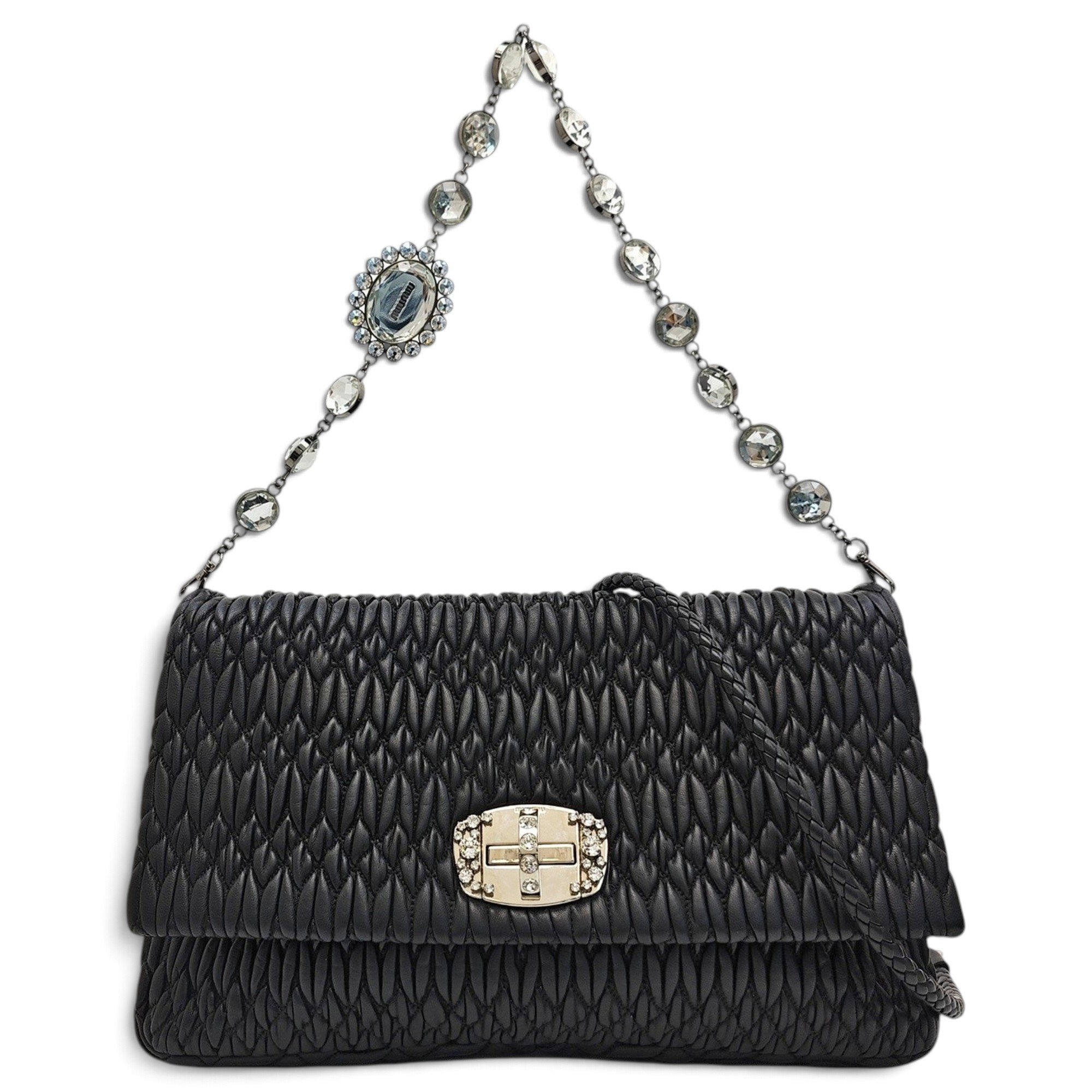 Miu Crystal leather handbag