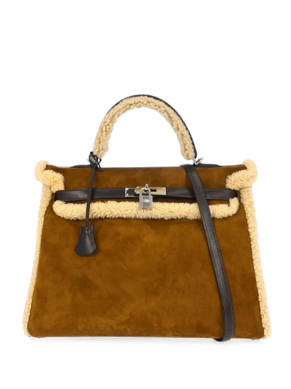 2005 35 Kelly shearling-trim two-way handbag