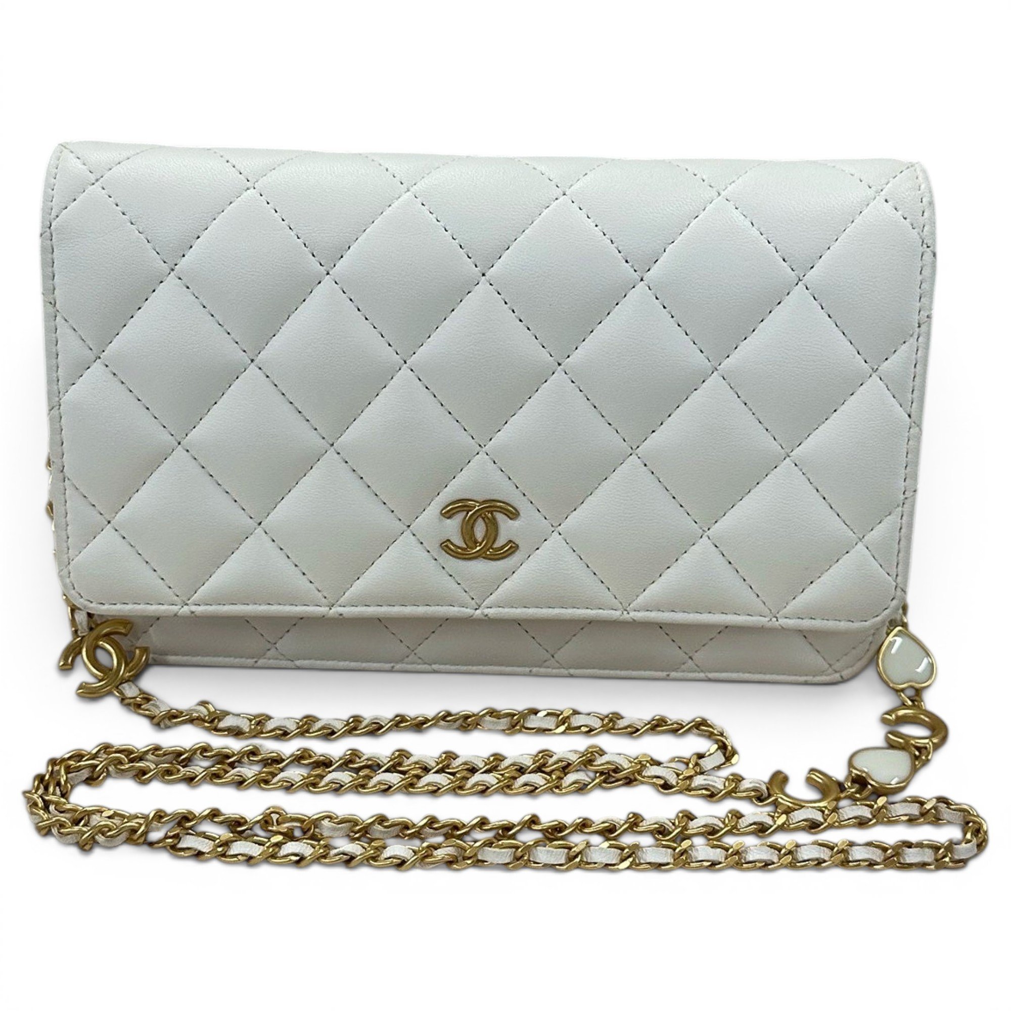 Trendy CC Wallet on Chain leather handbag
