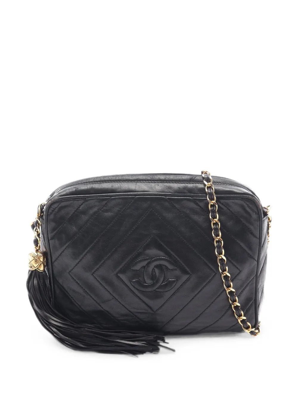 1989-1991 CC diamond-quilted tassel crossbody bag