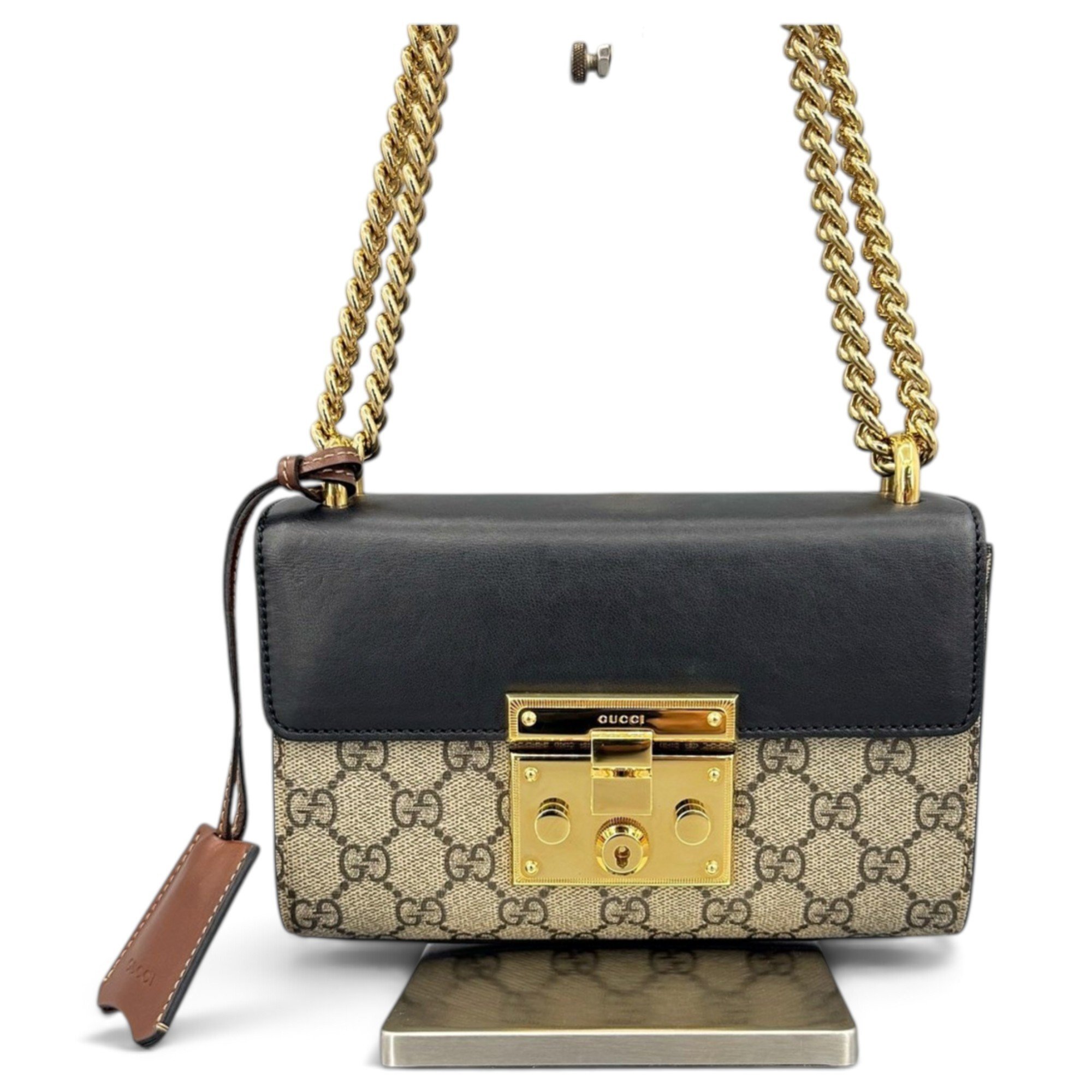Padlock leather handbag