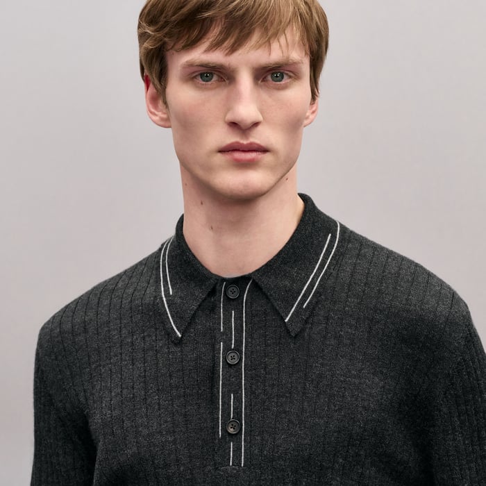 Anthracite "Detail Etriviere Alpaga" Polo Shirt