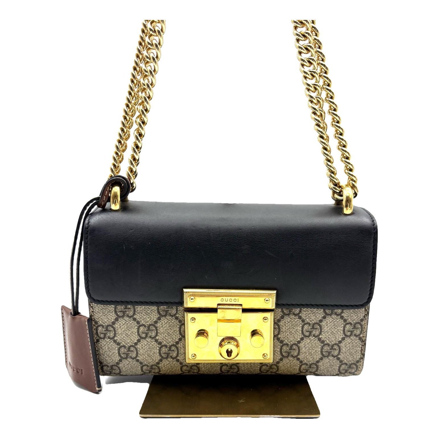 Padlock leather handbag