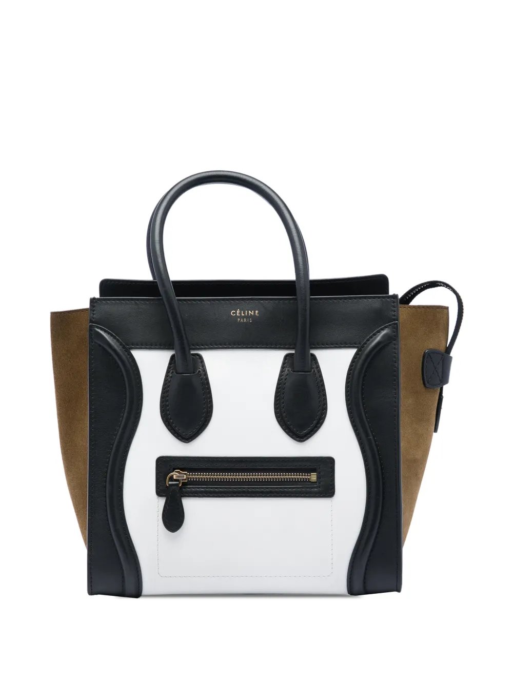 2021 Micro Tricolor Calfskin and Suede Luggage tote bag