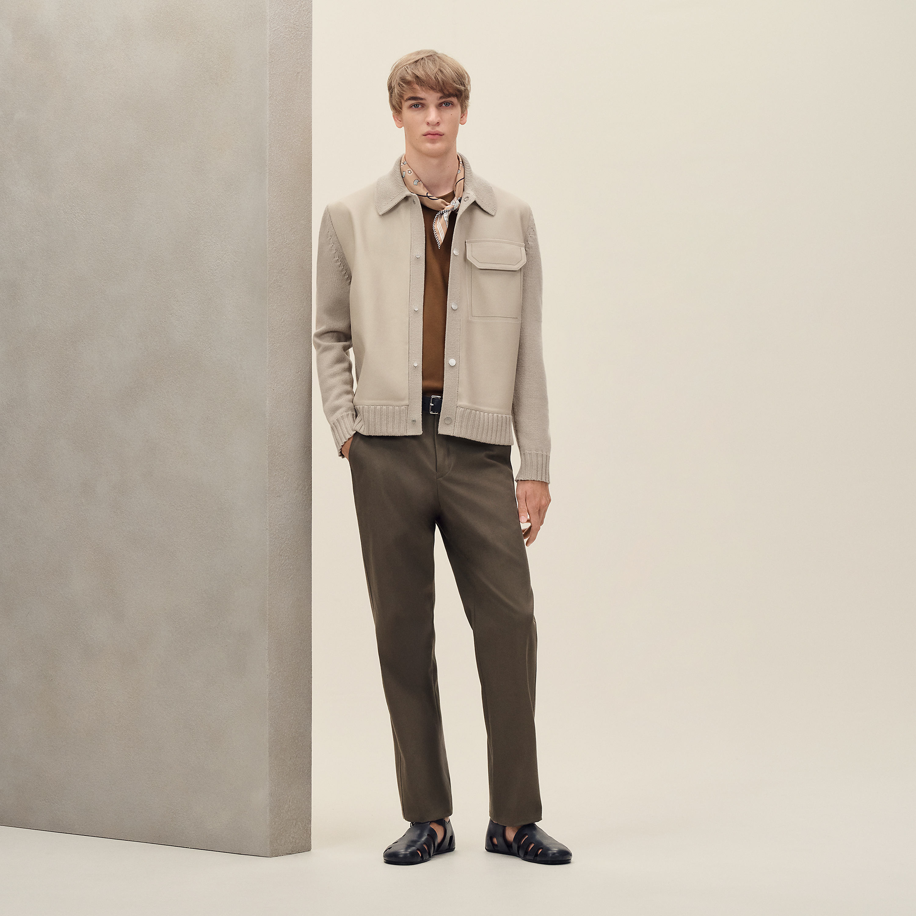 "Devant cuir" buttoned jacket