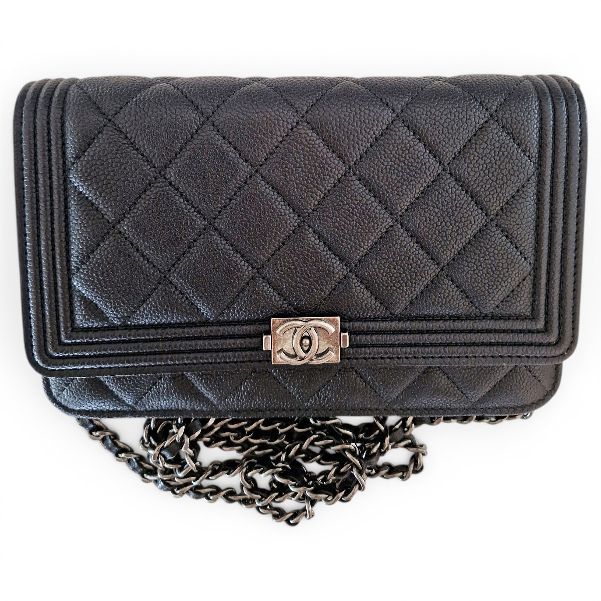 Wallet On Chain Boy Half Flap leather crossbody bag