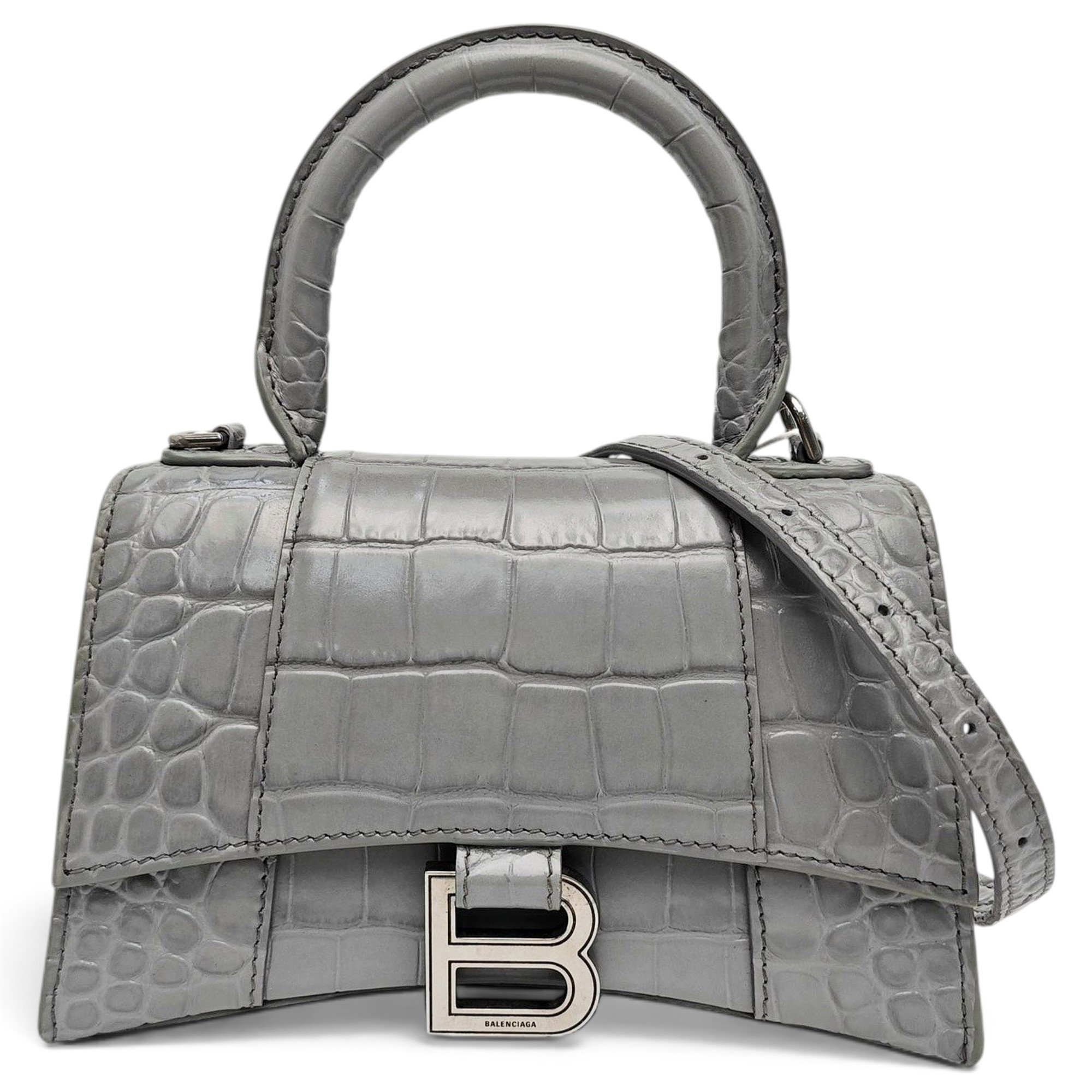 Hourglass leather handbag