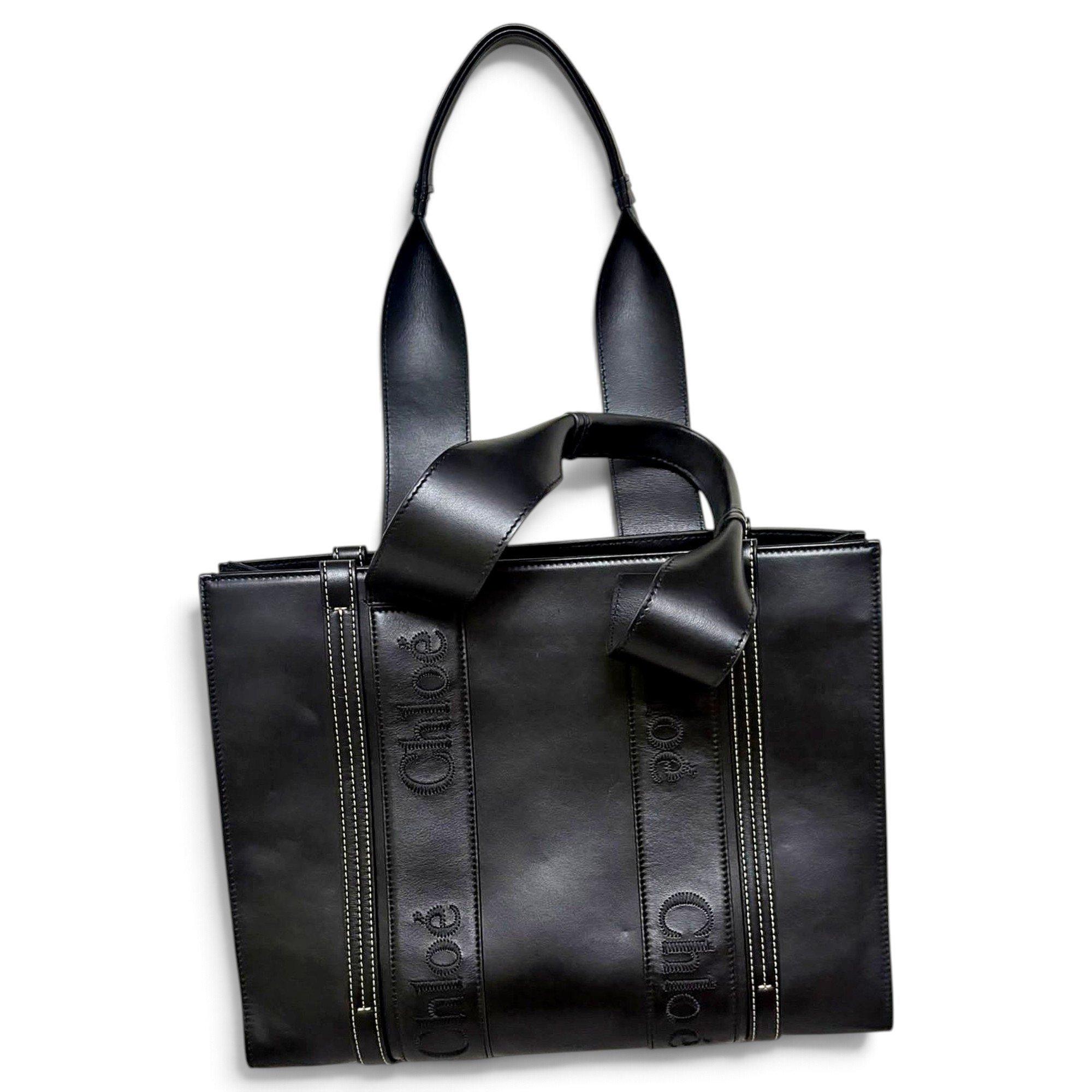 Woody leather tote