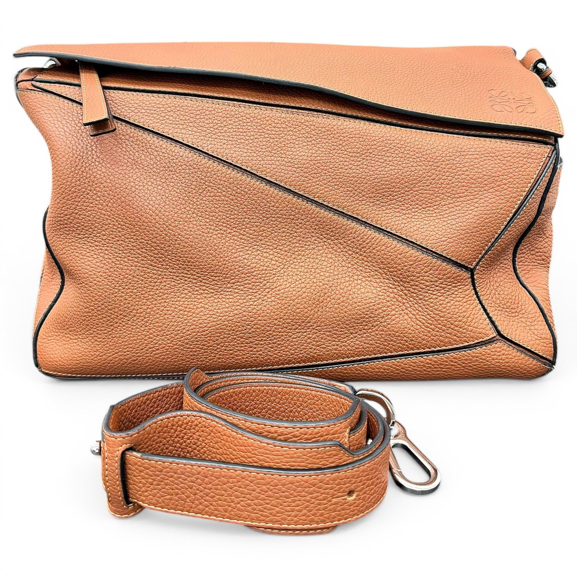 Puzzle leather handbag