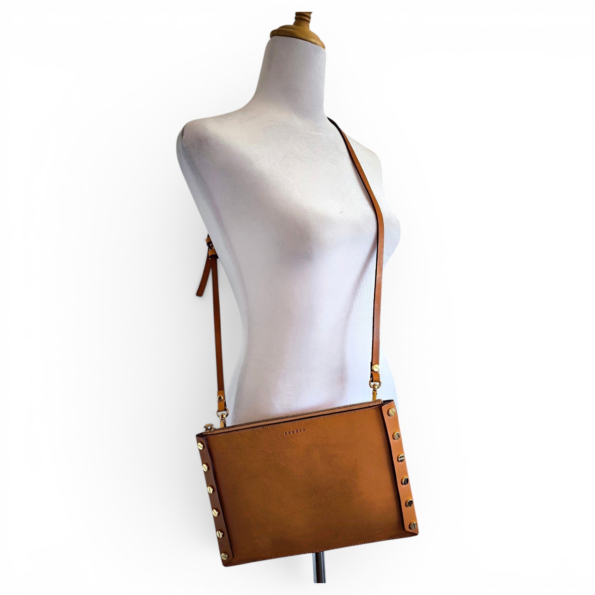 Sandro Addict leather clutch bag