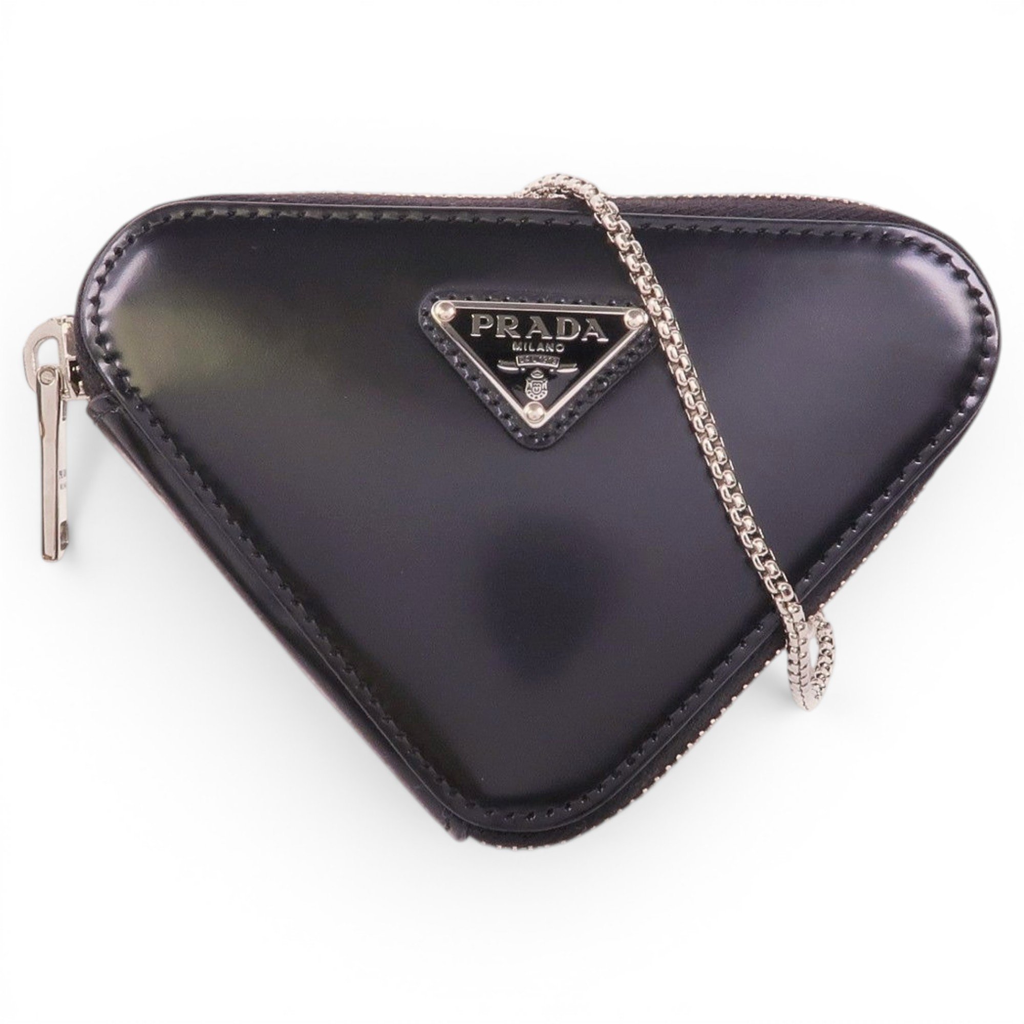 Triangle leather clutch bag
