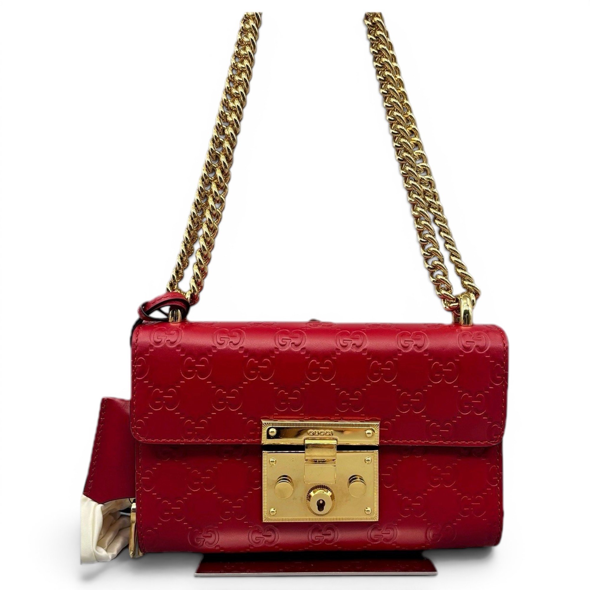 Padlock leather handbag