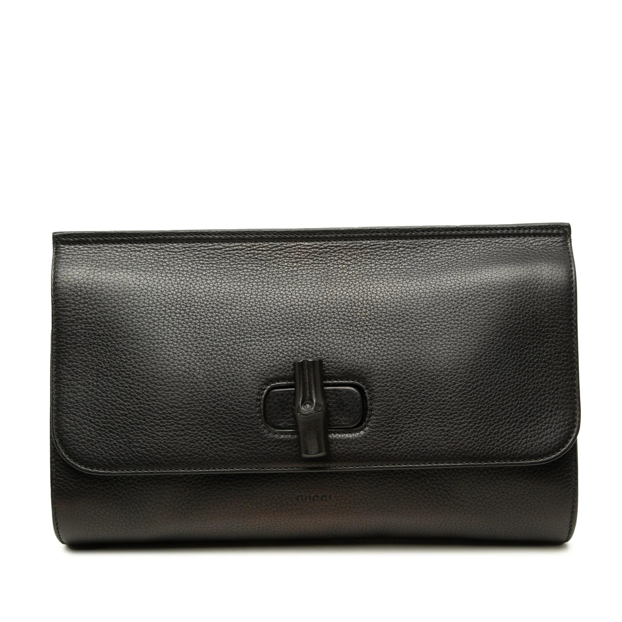 Bamboo leather clutch bag