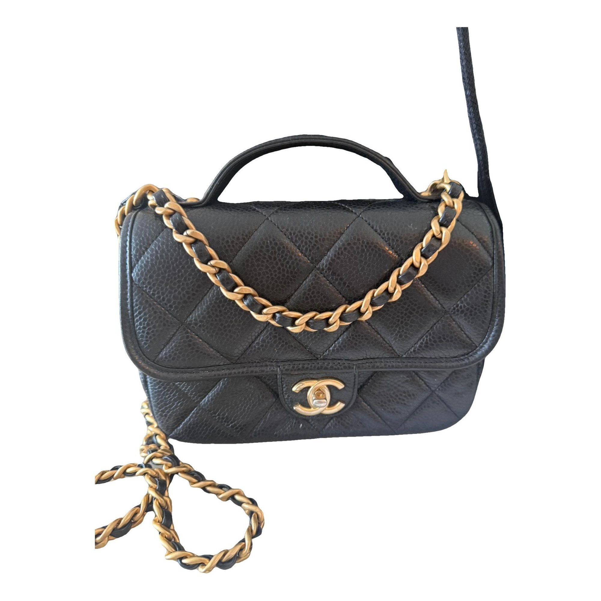 Trendy CC Top Handle leather handbag