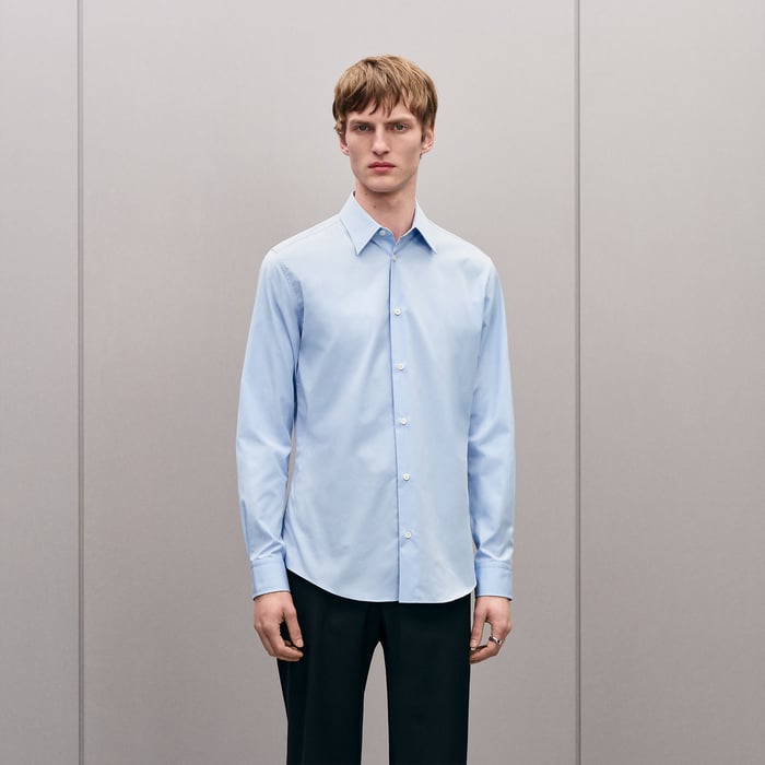 Bleu Pâle Fitted Shirt With Faubourg Collar