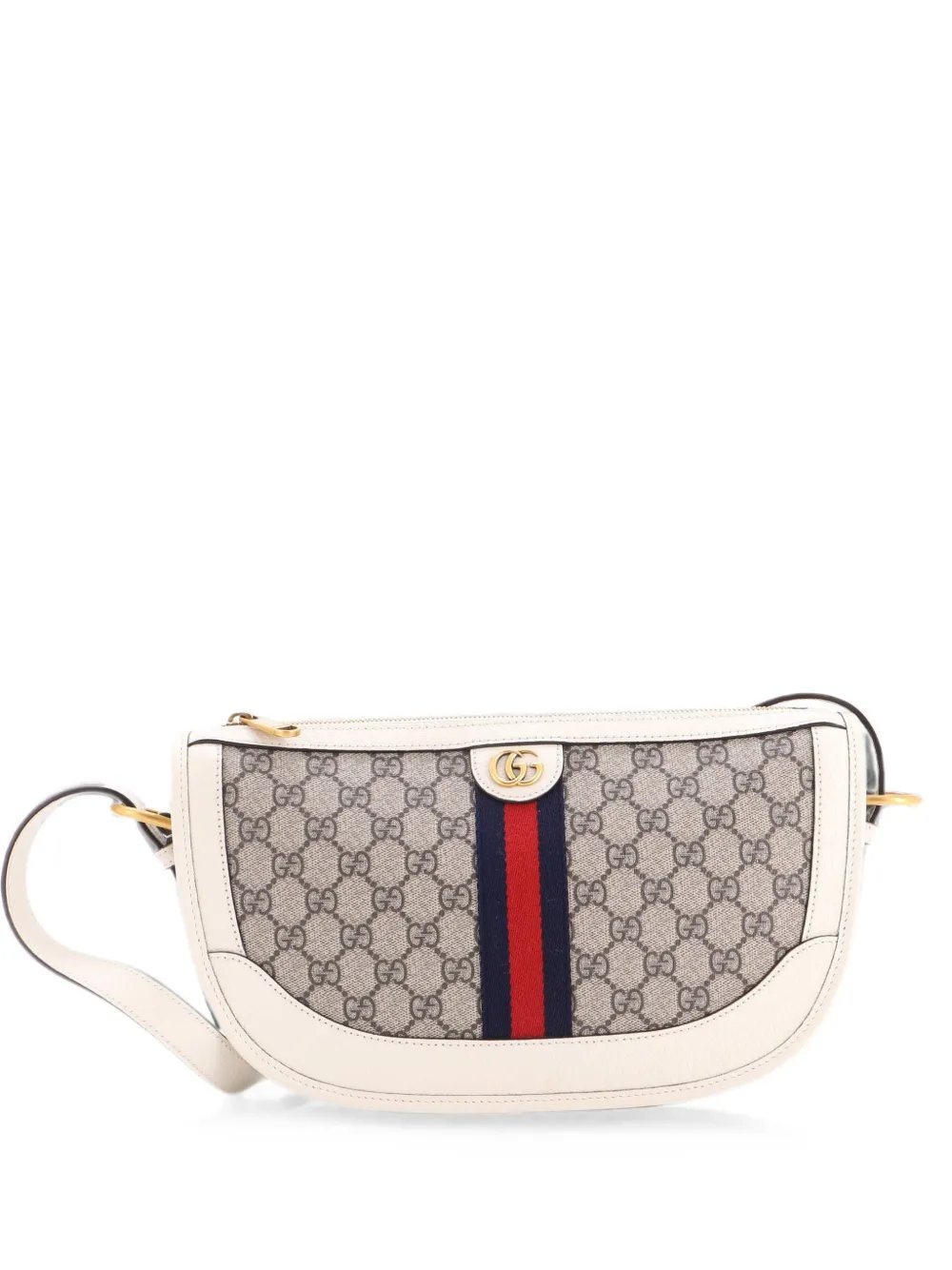 Ophidia Curved Zip Shoulder Bag GG Coated Canvas with Leather Large crossbody bag