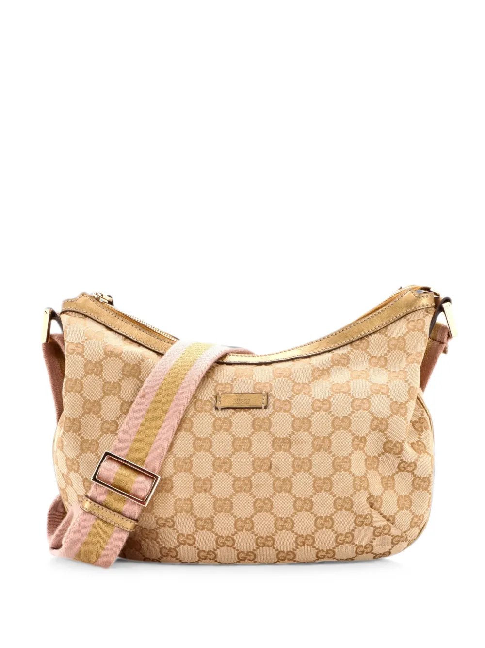 Saddle Zip Messenger Bag GG Canvas with Leather Medium crossbody bag
