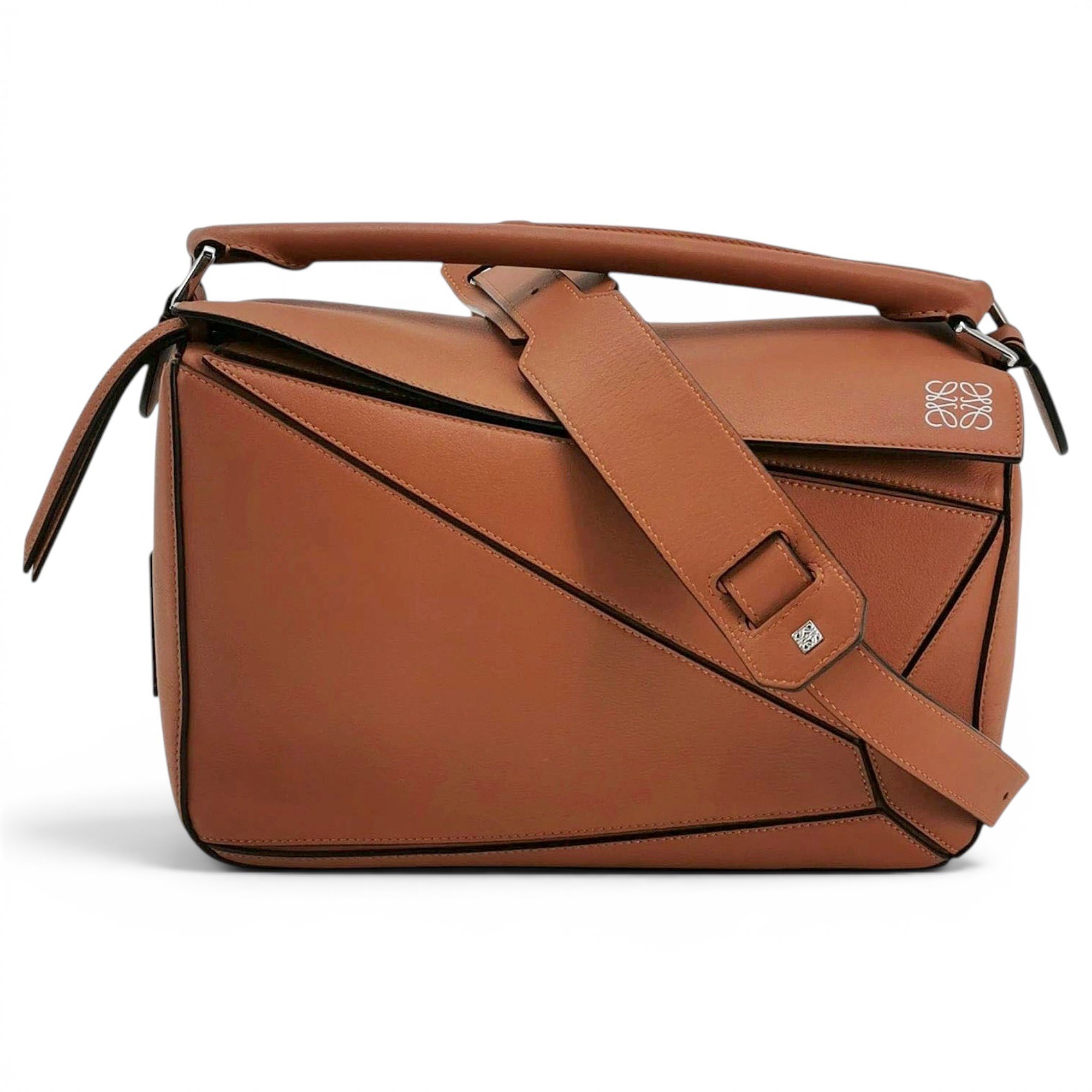 Puzzle leather handbag