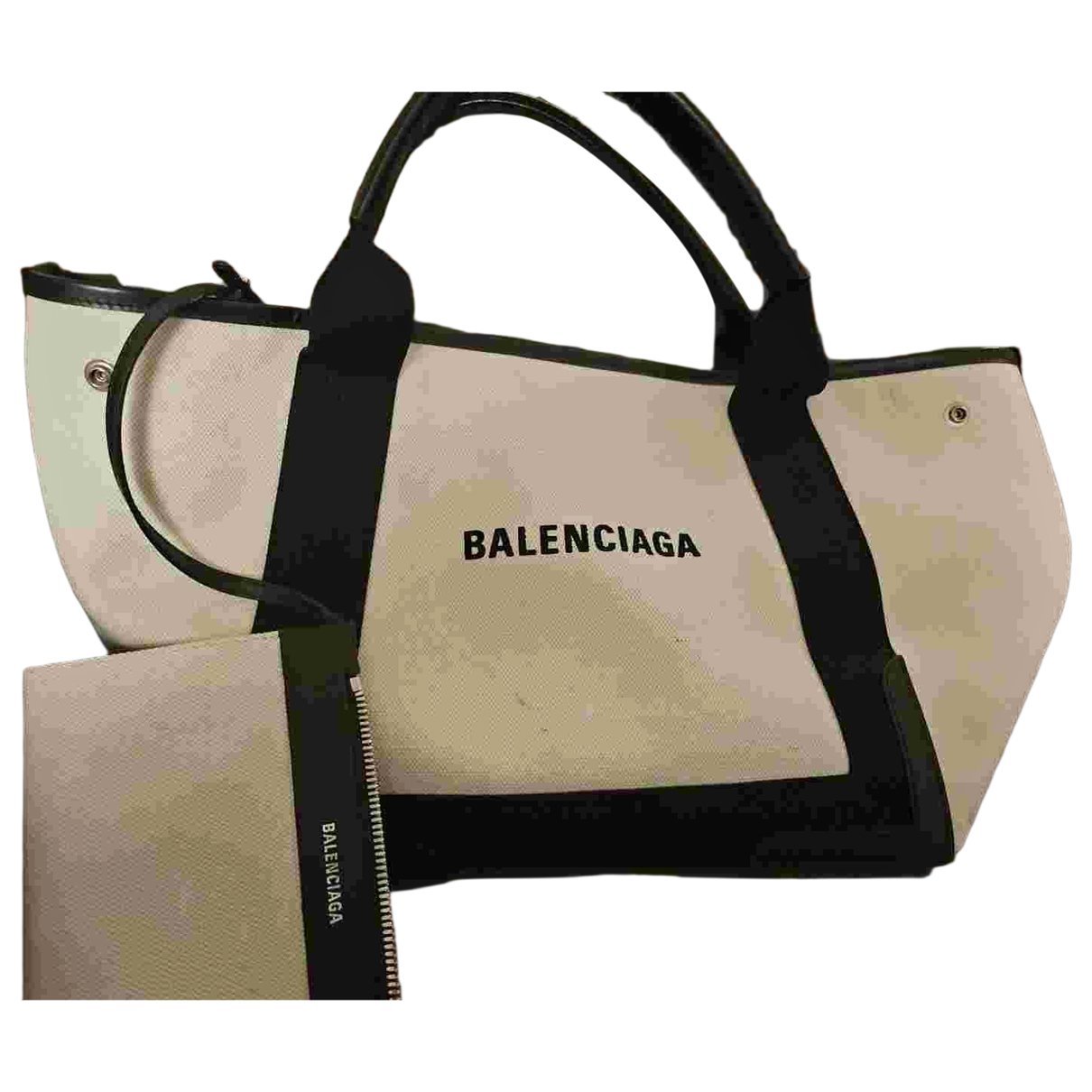 Navy cabas cloth handbag