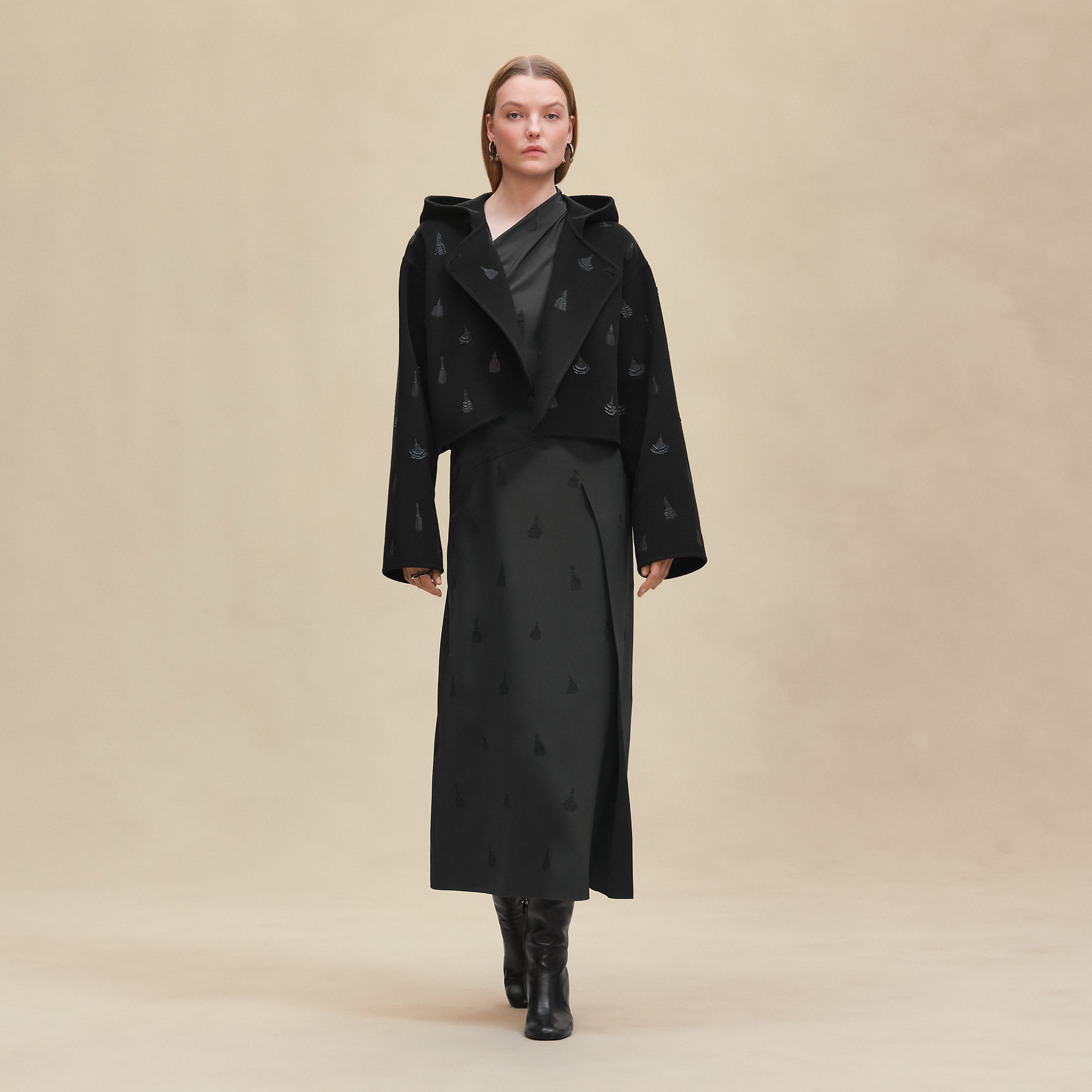 Hooded embroidered jacket