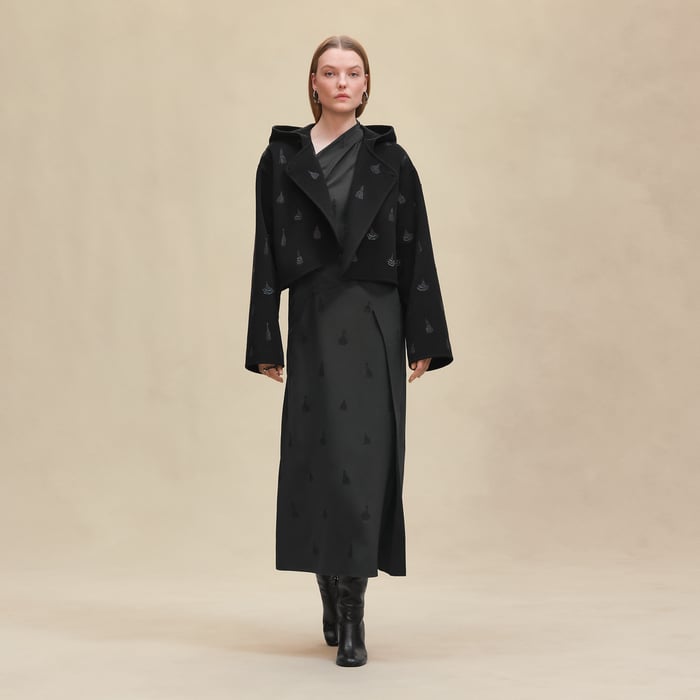 Noir Hooded Embroidered Jacket