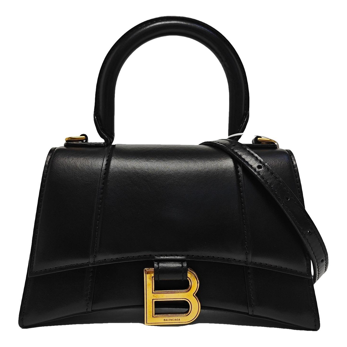 Hourglass leather handbag