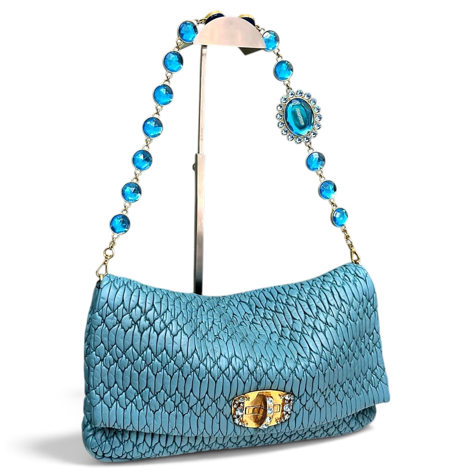 Miu Crystal leather handbag