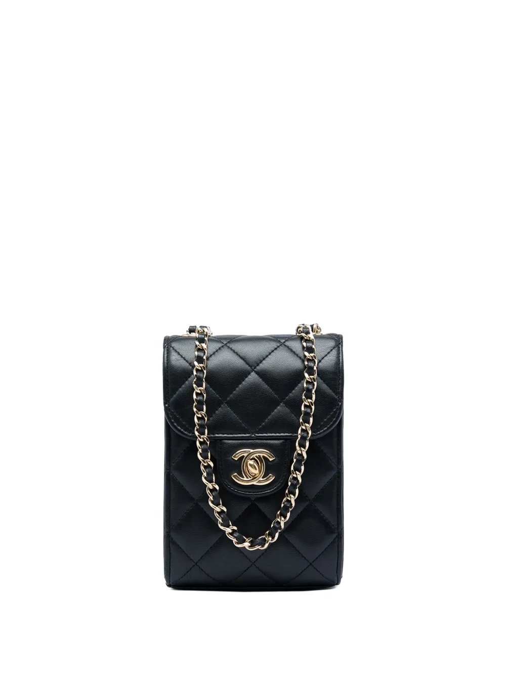 2016-2017 CC Quilted Lambskin Phone Holder with Chain crossbody bag