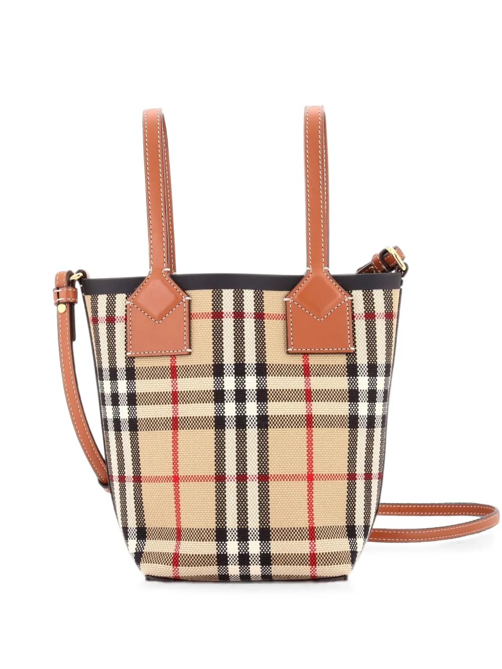 London Vintage Check Canvas Mini bucket bag