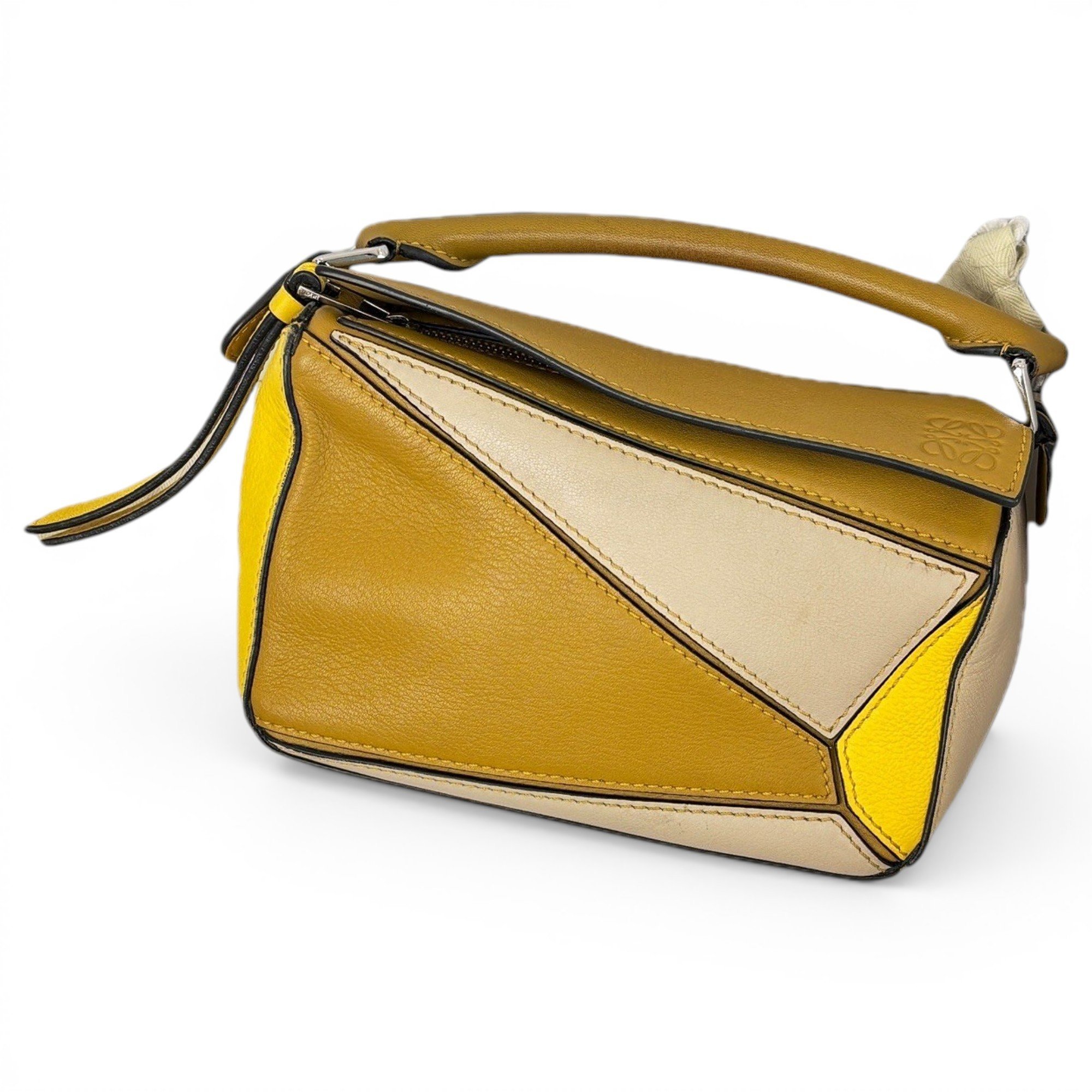 Puzzle leather handbag