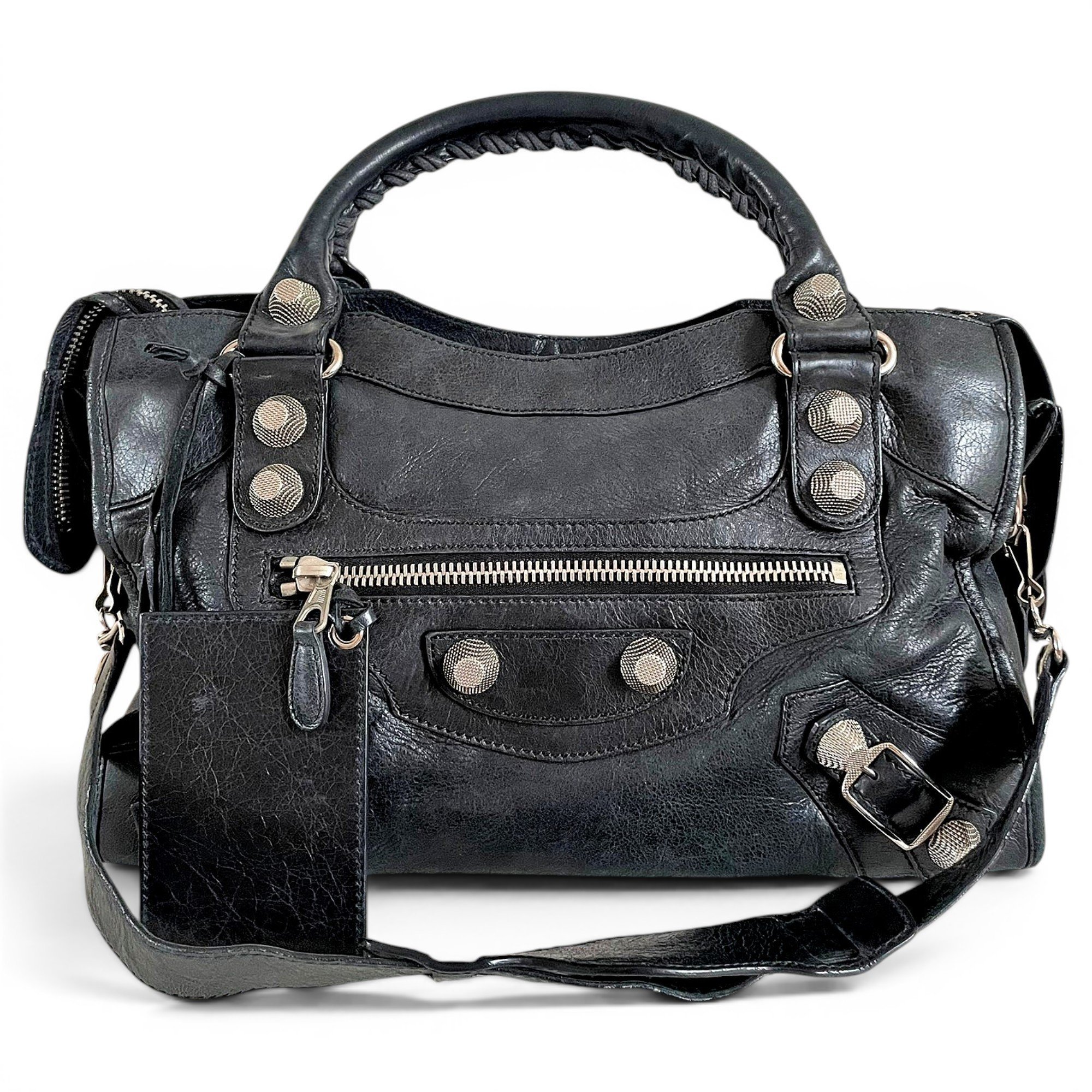 City leather handbag
