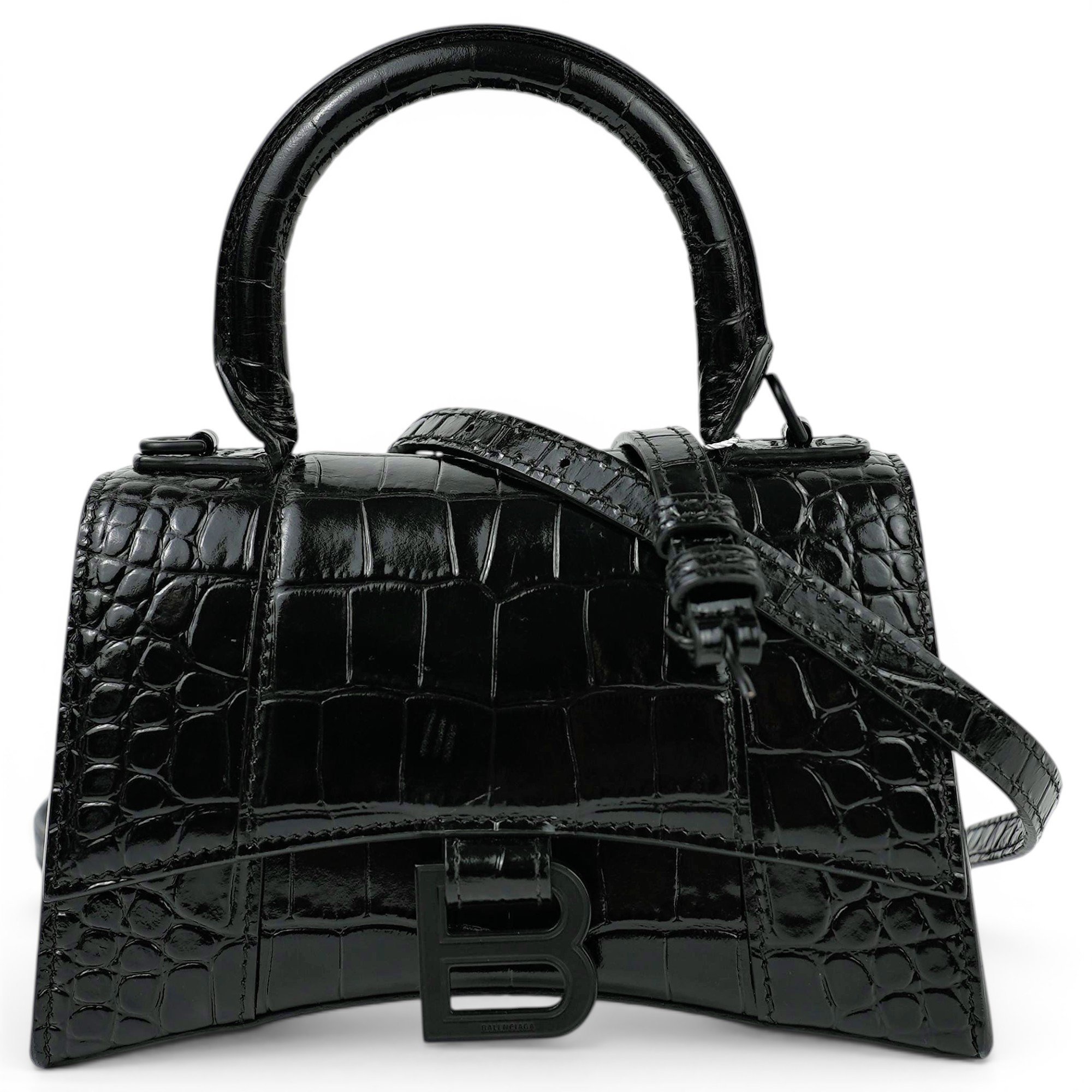Hourglass leather handbag